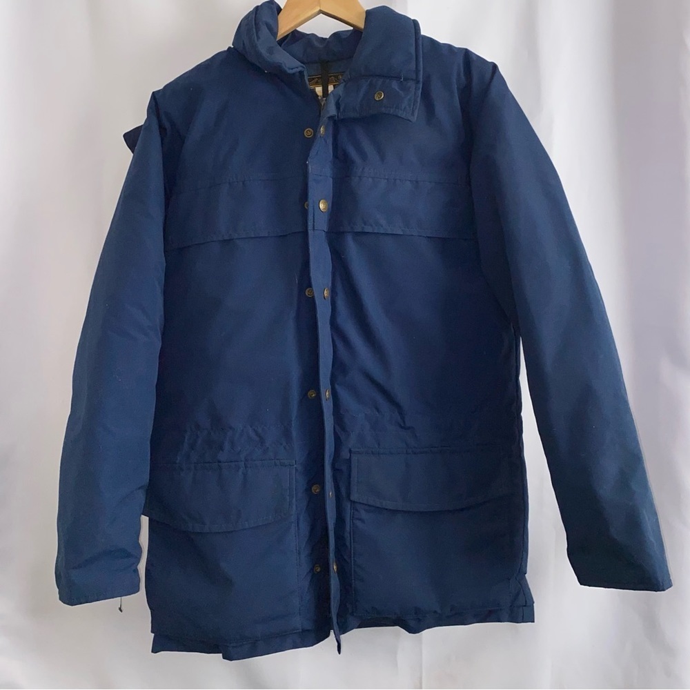 Vintage Eddie Bauer Navy Hooded Goose Down Parka Jacket Coat Size Small